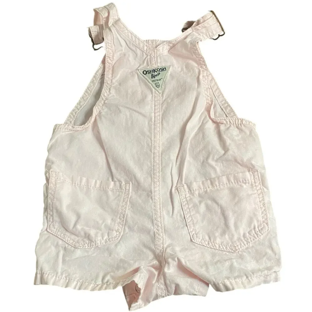 OshKosh B'gosh light pink heart baby overall shorts‎ SIZE 12M